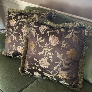 Custom Silk Fringed Accent Pillows - Set of 2
